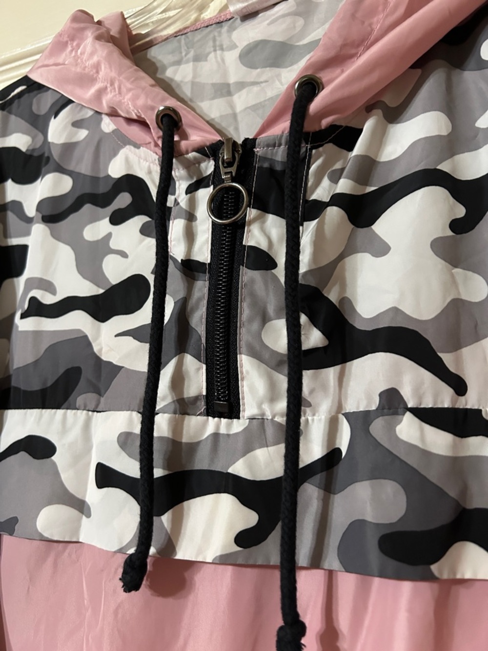 Pink & Gray Camo Hooded Anorak Jacket